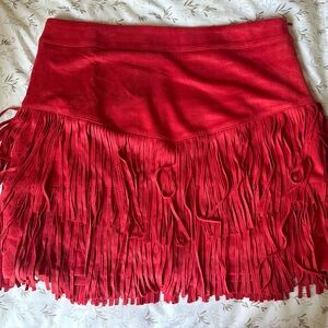Red fringe skirt